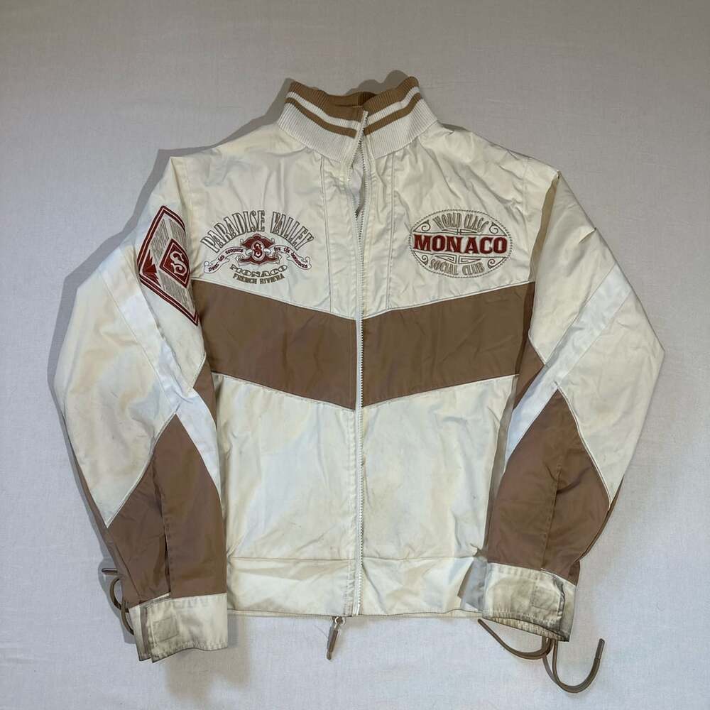 Smoke Rise Paradise Valley Racing Jacket Size L Cream Brown